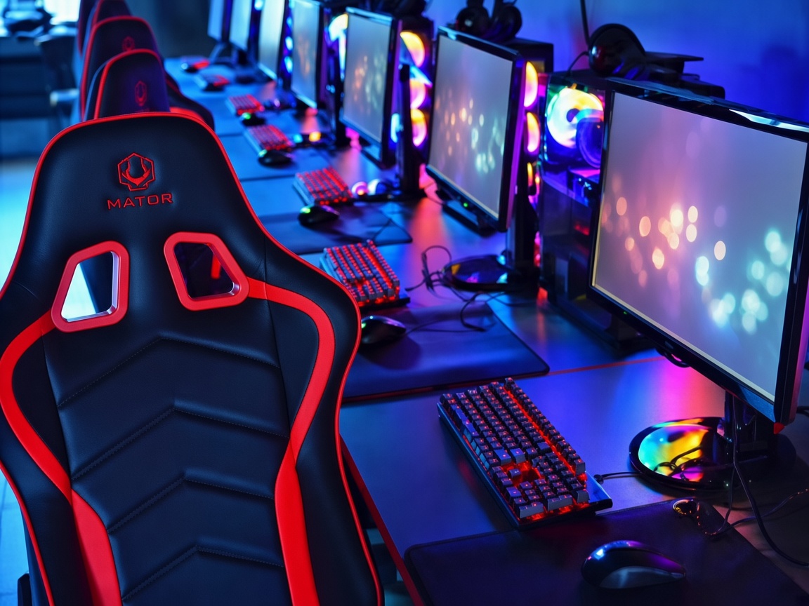 Neon játékállomások a klubban